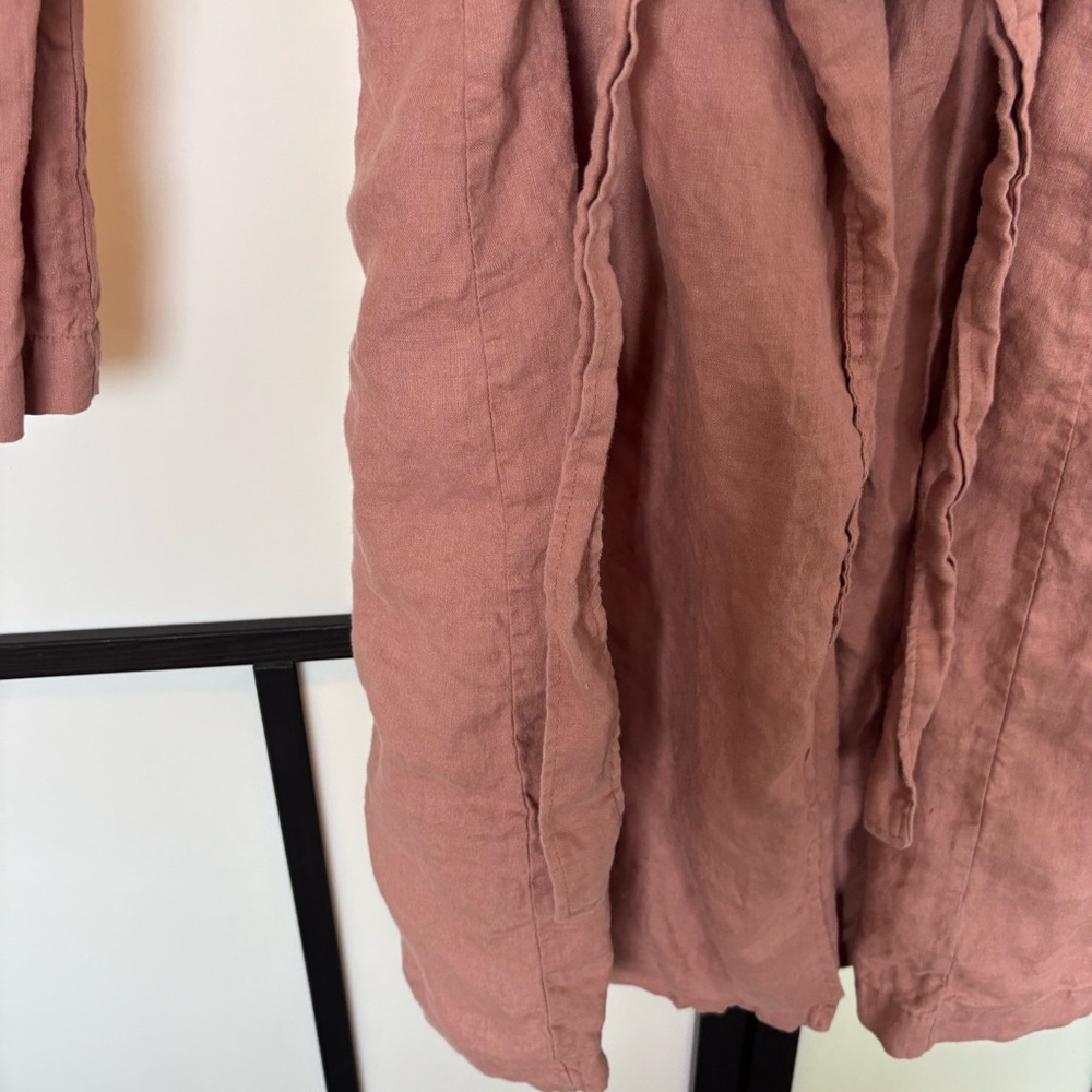 100% Linen Trench Coat Cynthia Rowley Wrap Coat Light Jacket Quiet Luxury Boho - Picture 12 of 16